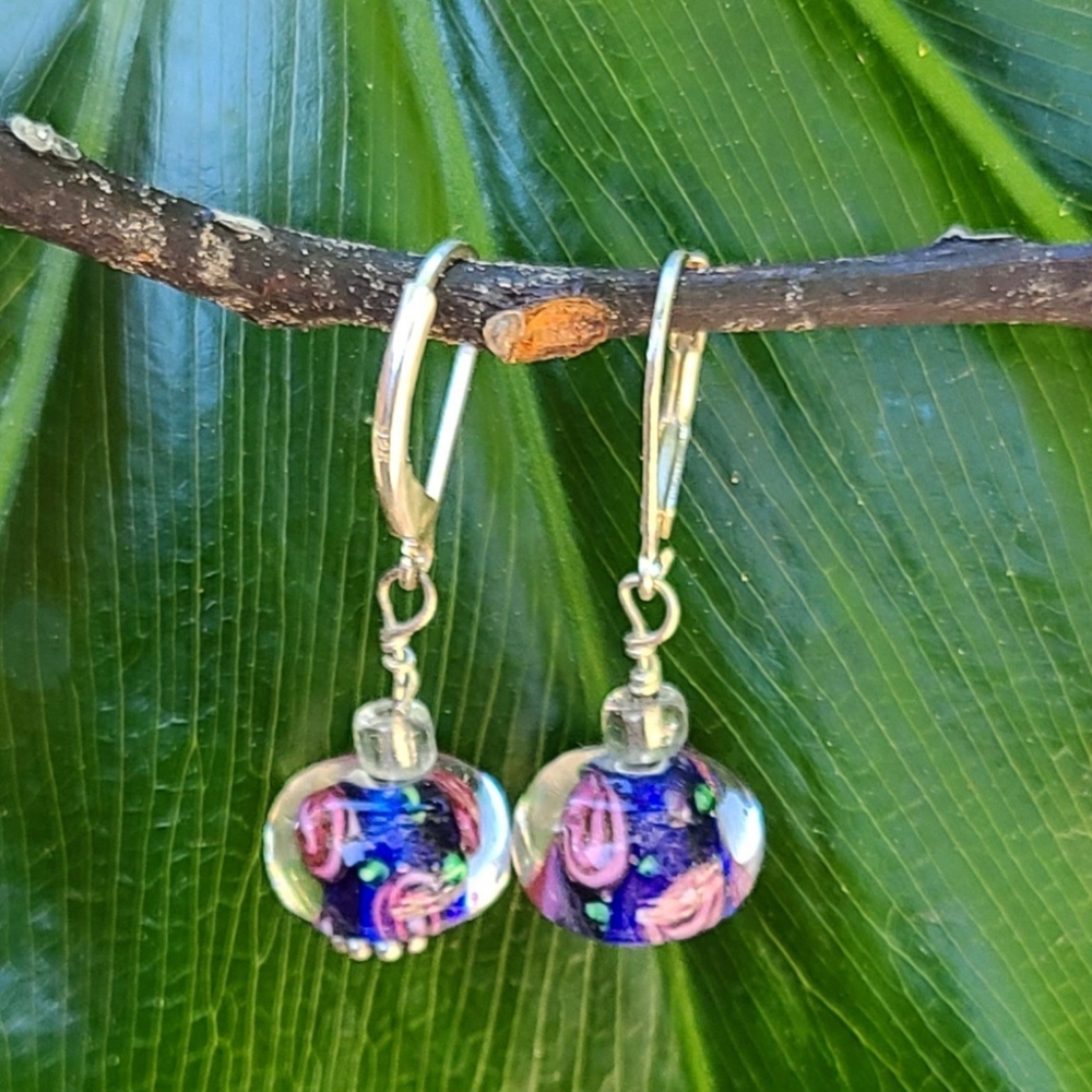 Sterling Silver Murano Glass Lampwork Bead Dangle Earrings View 4